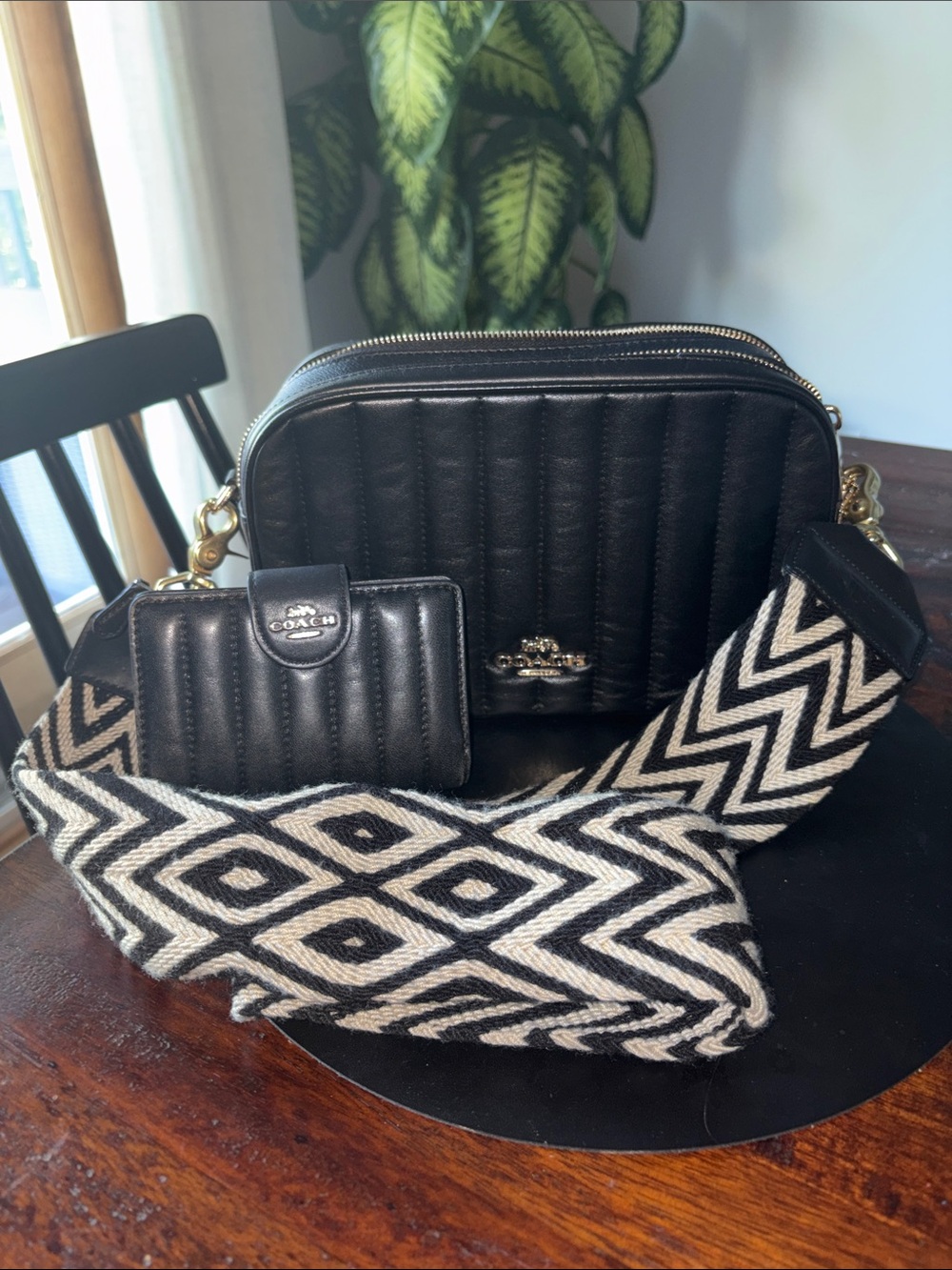 Coach large camera bag with salt brand crossbody strap and wallet